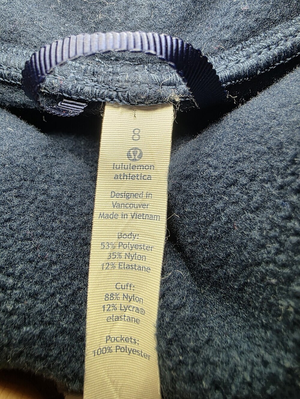 Lululemon Kick The Cold Funnel Neck Fleece Sweatshirt Inkwell Navy Blue Size 8 - Picture 13 of 15